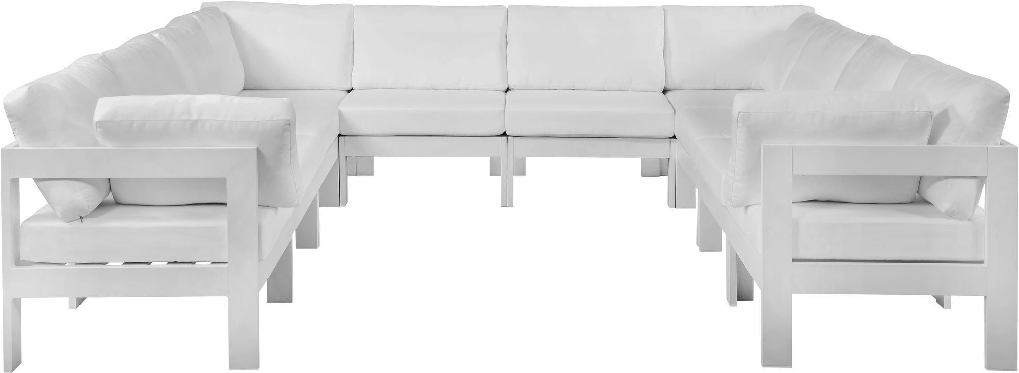 Nizuc 120" 10-Piece Outdoor Patio Waterproof Fabric Modular U-Shape Sectional with Aluminum Frame