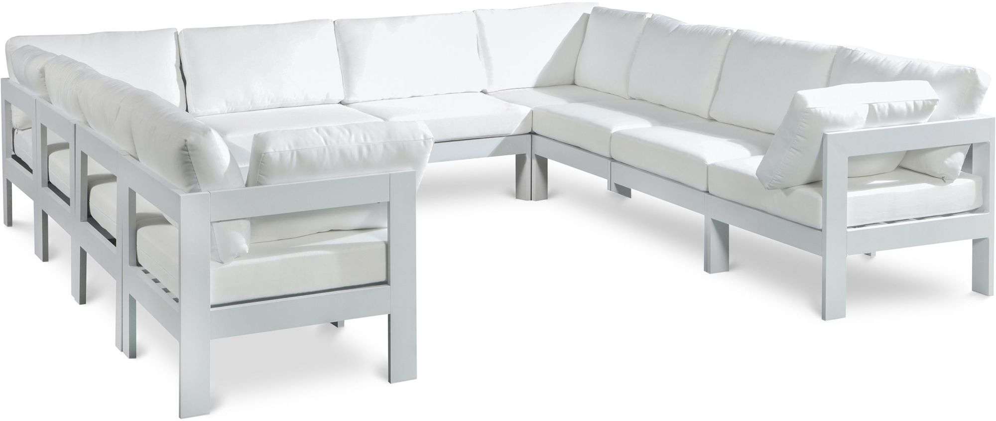 Nizuc 120" 10-Piece Outdoor Patio Waterproof Fabric Modular U-Shape Sectional with Aluminum Frame