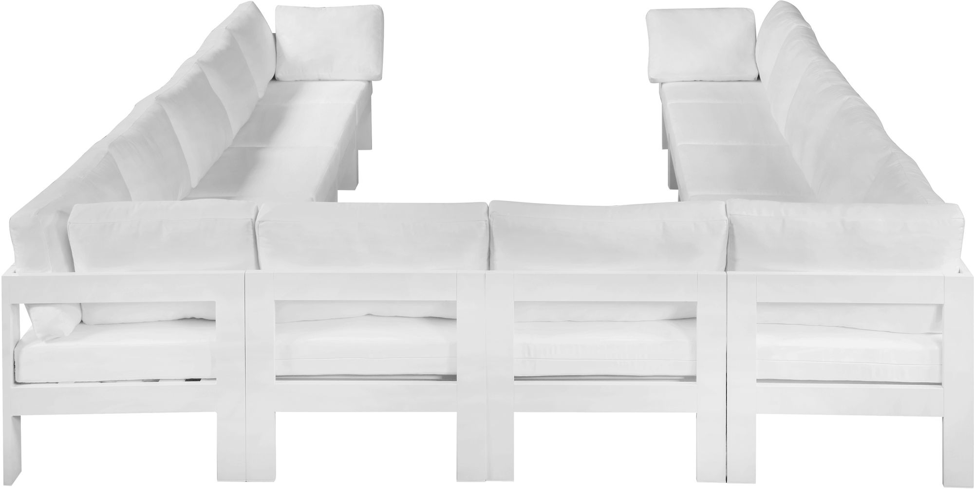 Nizuc 120" 12-Piece Outdoor Patio Waterproof Fabric Modular U-Shape Sectional with Aluminum Frame