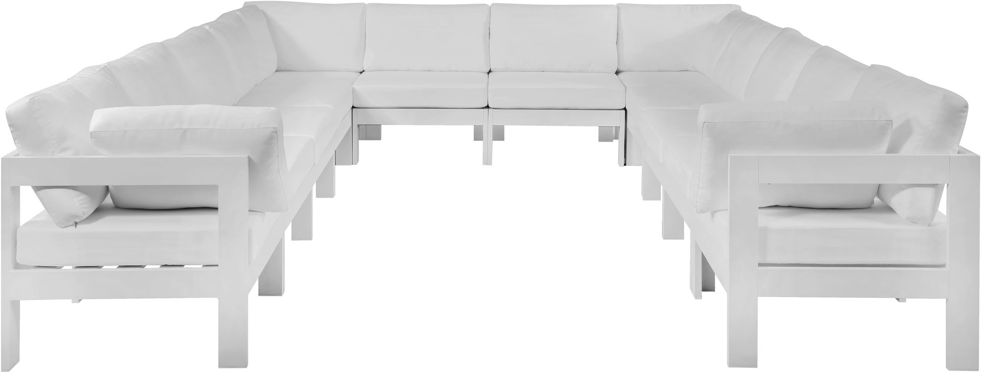 Nizuc 120" 12-Piece Outdoor Patio Waterproof Fabric Modular U-Shape Sectional with White Aluminum Frame