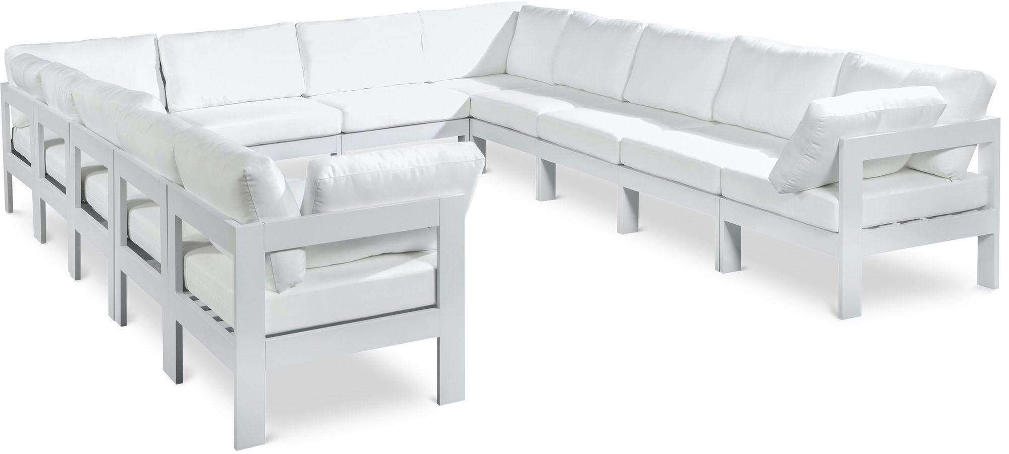 Nizuc 120" 12-Piece Outdoor Patio Waterproof Fabric Modular U-Shape Sectional with Aluminum Frame