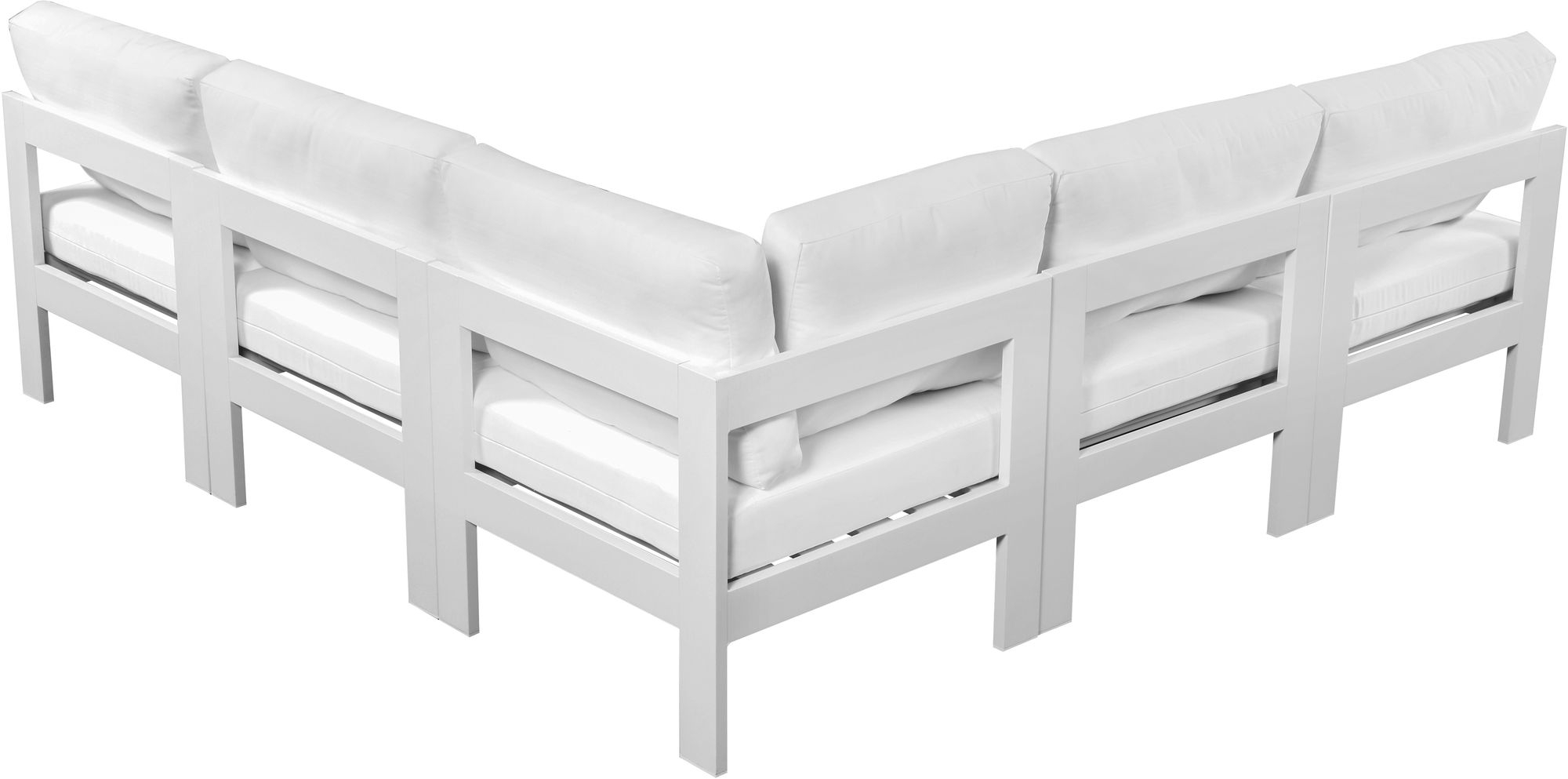 Nizuc 90" 5-Piece Outdoor Patio Waterproof Fabric Modular Armless Sectional with Aluminum Frame