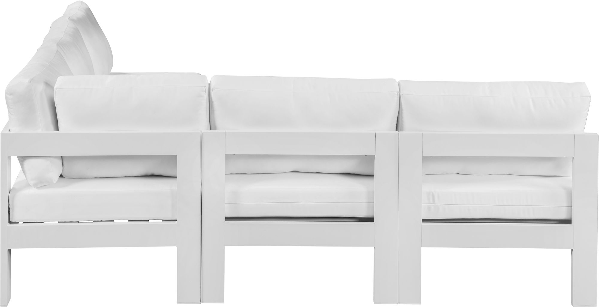 Nizuc 90" 5-Piece Outdoor Patio Waterproof Fabric Modular Armless Sectional with Aluminum Frame