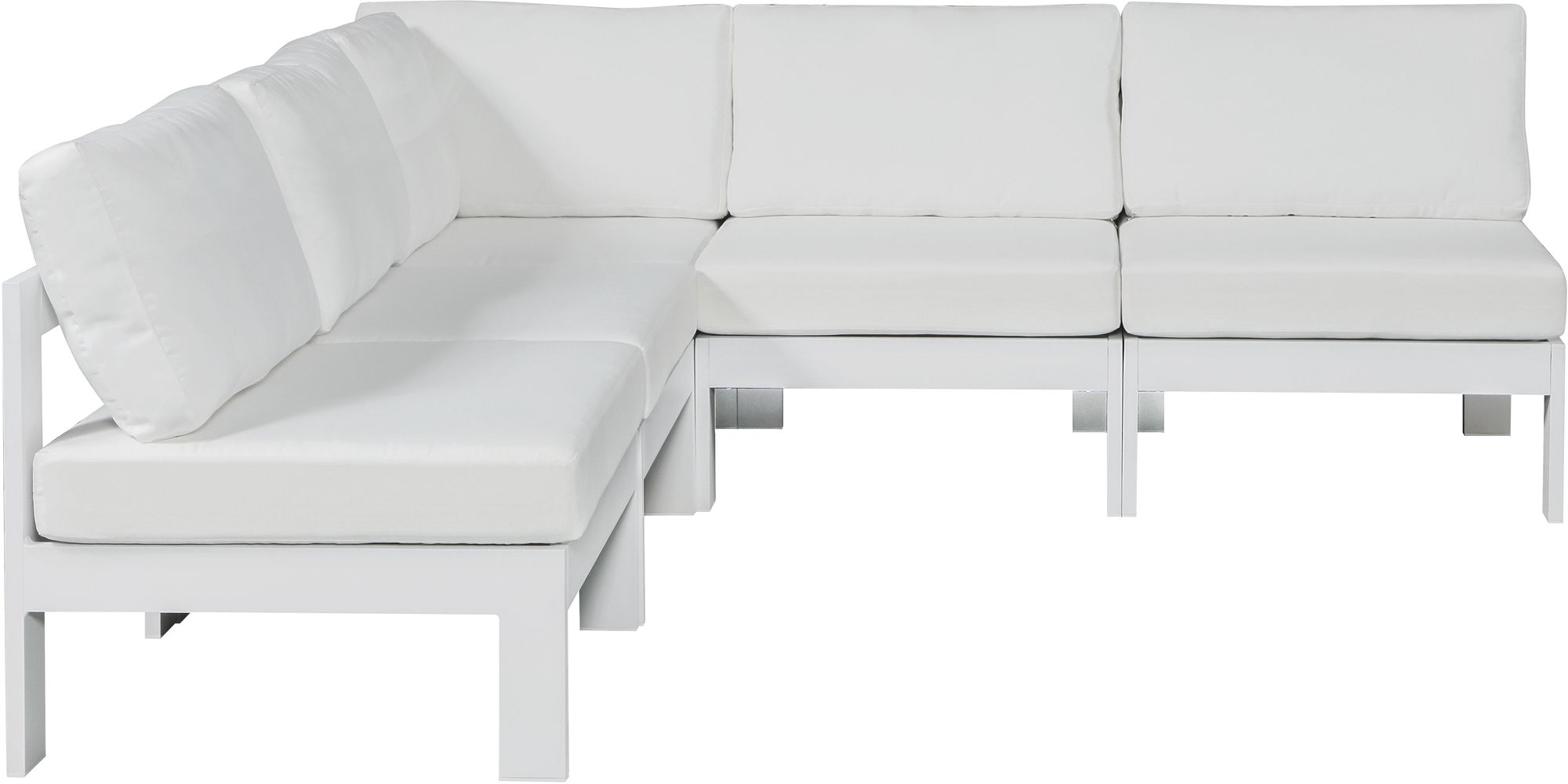 Nizuc 90" 5-Piece Outdoor Patio Waterproof Fabric Modular Armless Sectional with Aluminum Frame