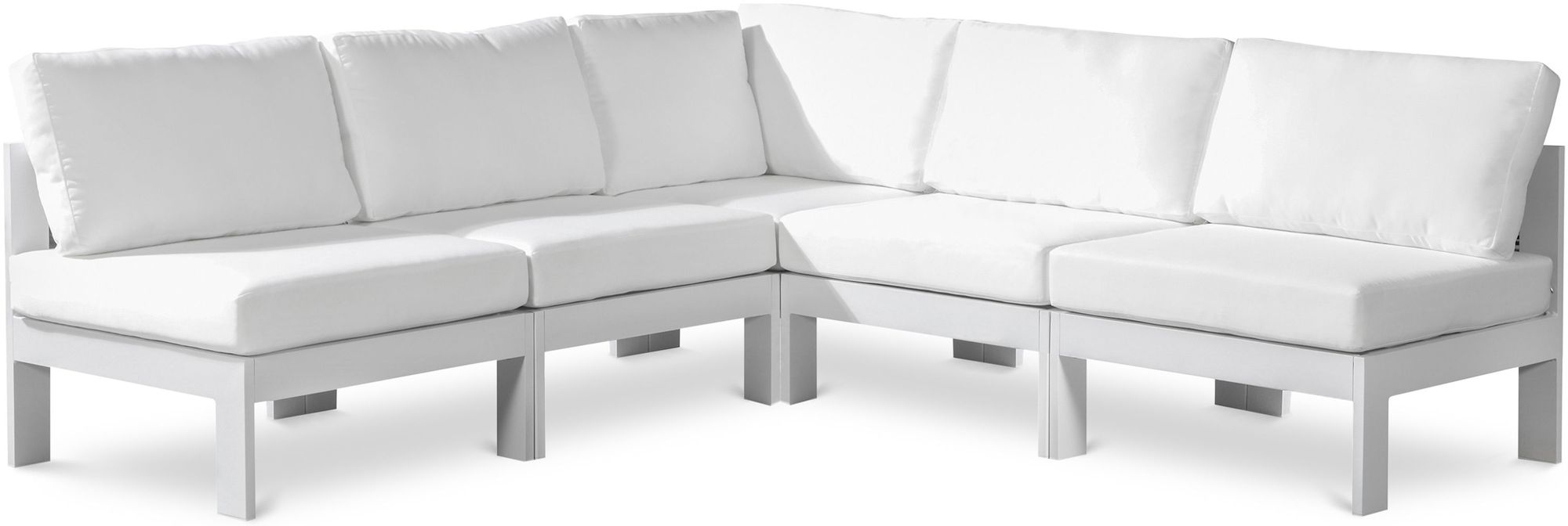 Nizuc 90" 5-Piece Outdoor Patio Waterproof Fabric Modular Armless Sectional with Aluminum Frame