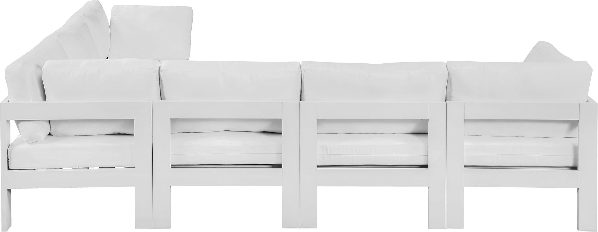 Nizuc 120" 6-Piece Outdoor Patio Waterproof Fabric Modular Sectional with White Aluminum Frame