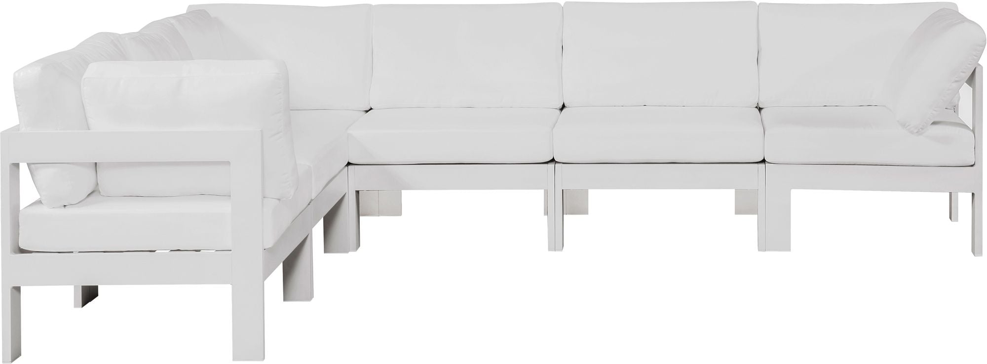 Nizuc 120" 6-Piece Outdoor Patio Waterproof Fabric Modular Sectional with White Aluminum Frame