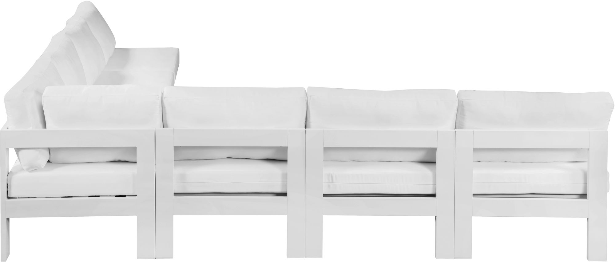 Nizuc 120" 7-Piece Outdoor Patio Waterproof Fabric Modular Armless Sectional with White Aluminum Frame