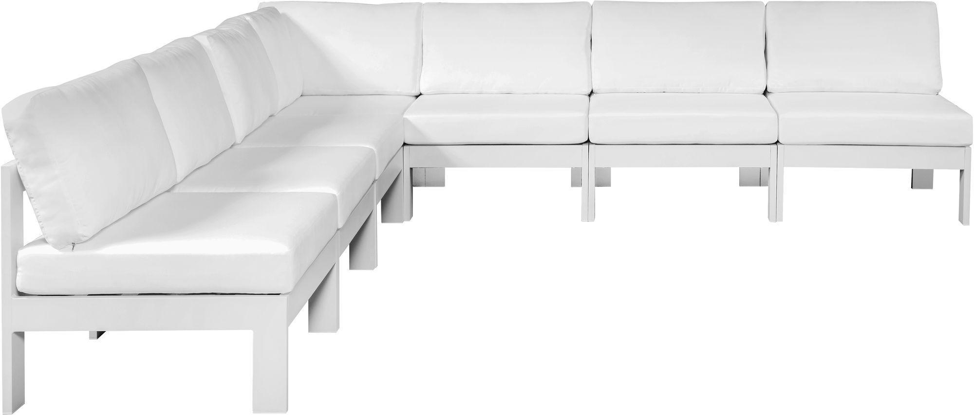 Nizuc 120" 7-Piece Outdoor Patio Waterproof Fabric Modular Armless Sectional with Aluminum Frame