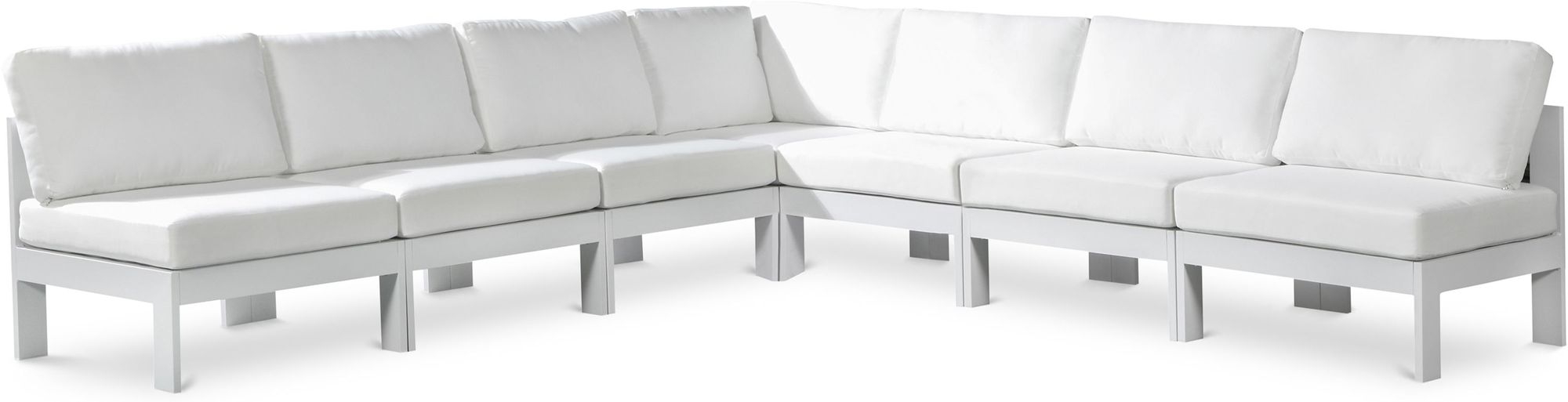 Nizuc 120" 7-Piece Outdoor Patio Waterproof Fabric Modular Armless Sectional with Aluminum Frame