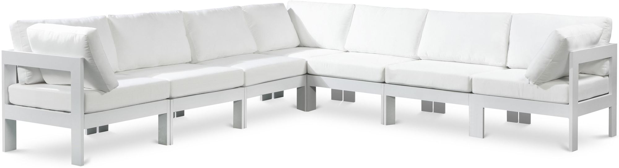 Nizuc 120" 7-Piece Outdoor Patio Waterproof Fabric Modular Sectional with Aluminum Frame