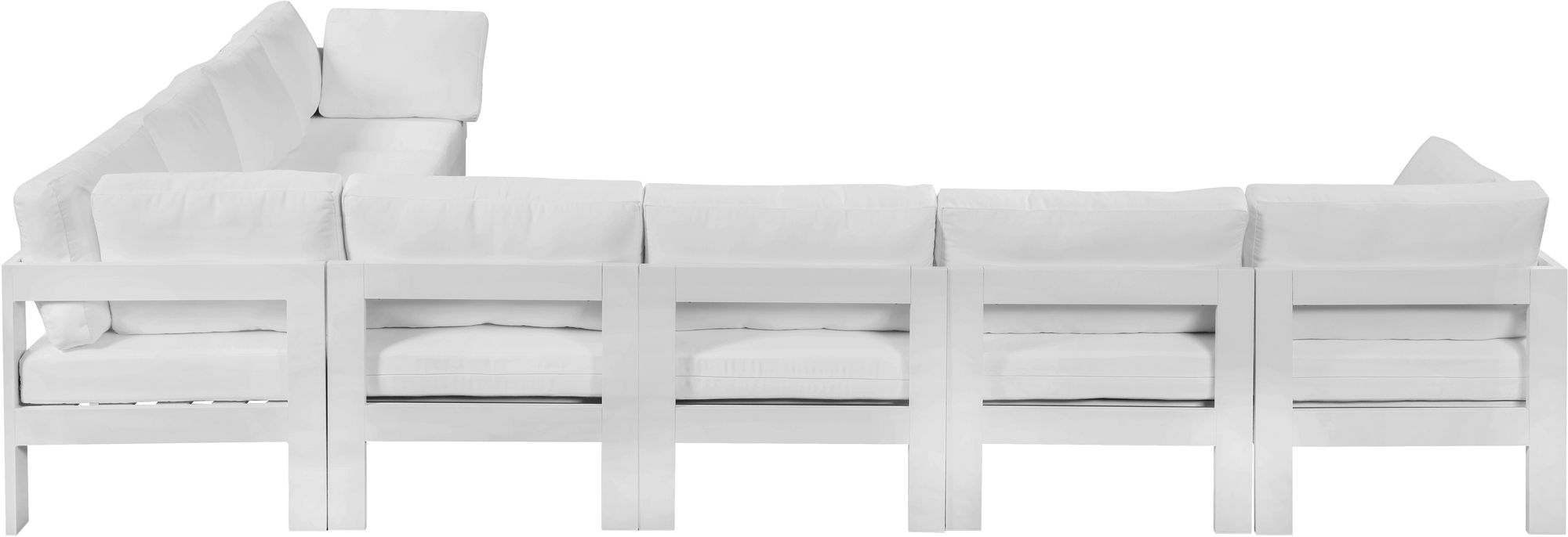 Nizuc 150" 8-Piece Outdoor Patio Waterproof Fabric Modular Sectional with White Aluminum Frame