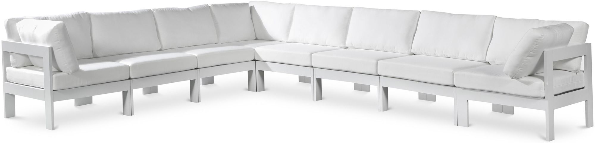 Nizuc 150" 8-Piece Outdoor Patio Waterproof Fabric Modular Sectional with Aluminum Frame