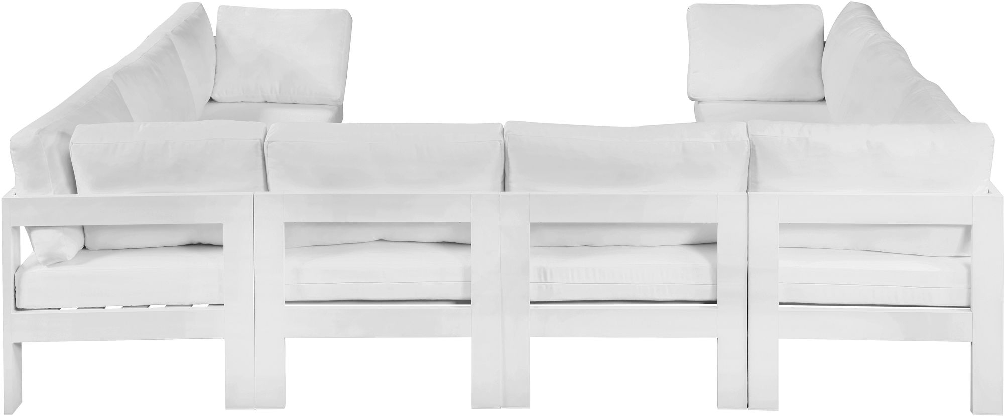 Nizuc 120" 8-Piece Outdoor Patio Waterproof Fabric Modular U-Shape Sectional with Aluminum Frame