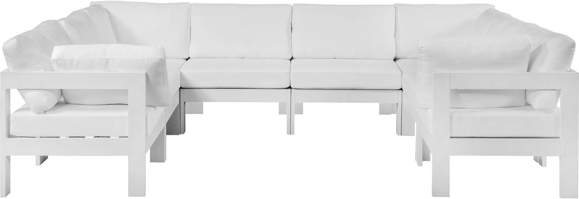 Nizuc 120" 8-Piece Outdoor Patio Waterproof Fabric Modular U-Shape Sectional with Aluminum Frame