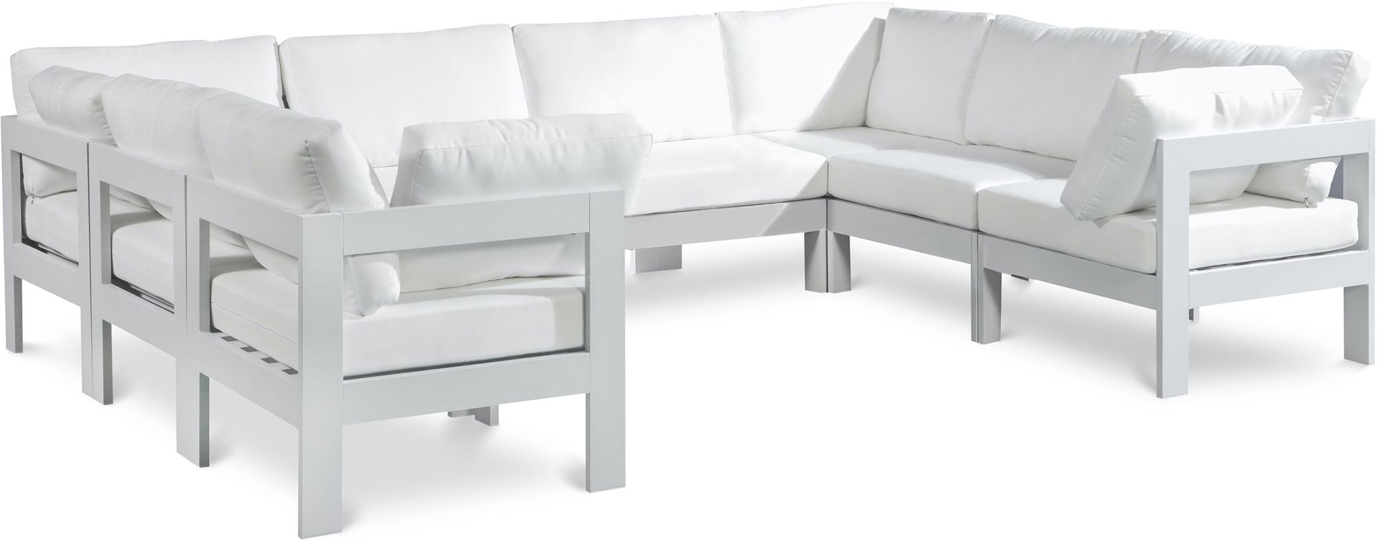 Nizuc 120" 8-Piece Outdoor Patio Waterproof Fabric Modular U-Shape Sectional with Aluminum Frame