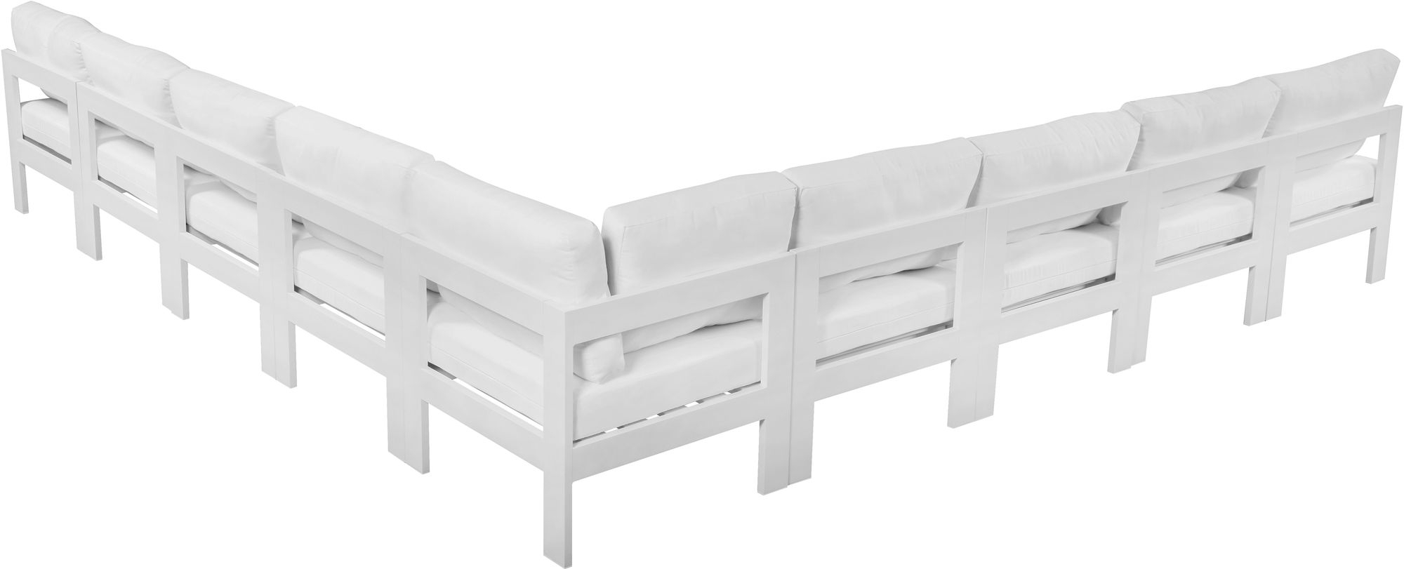 Nizuc 150" 9-Piece Outdoor Patio Waterproof Fabric Modular Armless Sectional with Aluminum Frame