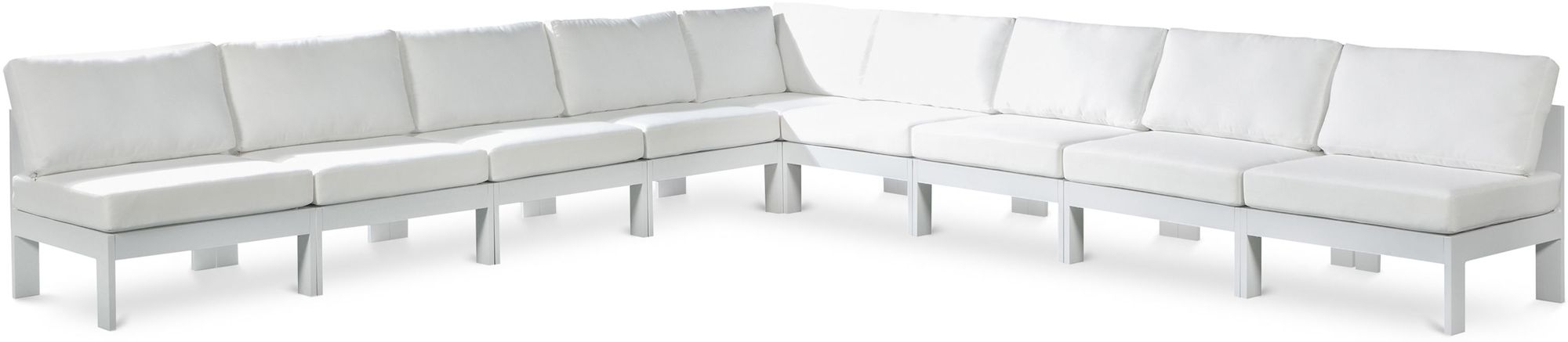 Nizuc 150" 9-Piece Outdoor Patio Waterproof Fabric Modular Armless Sectional with Aluminum Frame