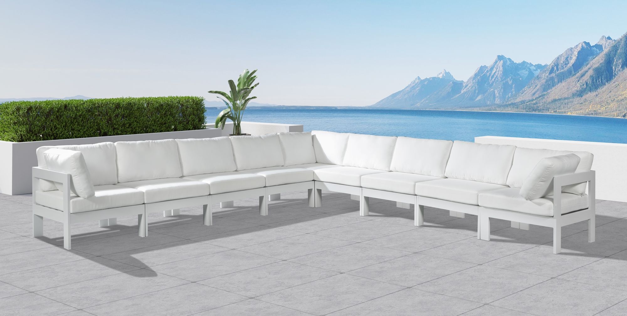Nizuc 150" 9-Piece Outdoor Patio Waterproof Fabric Modular Sectional with Aluminum Frame