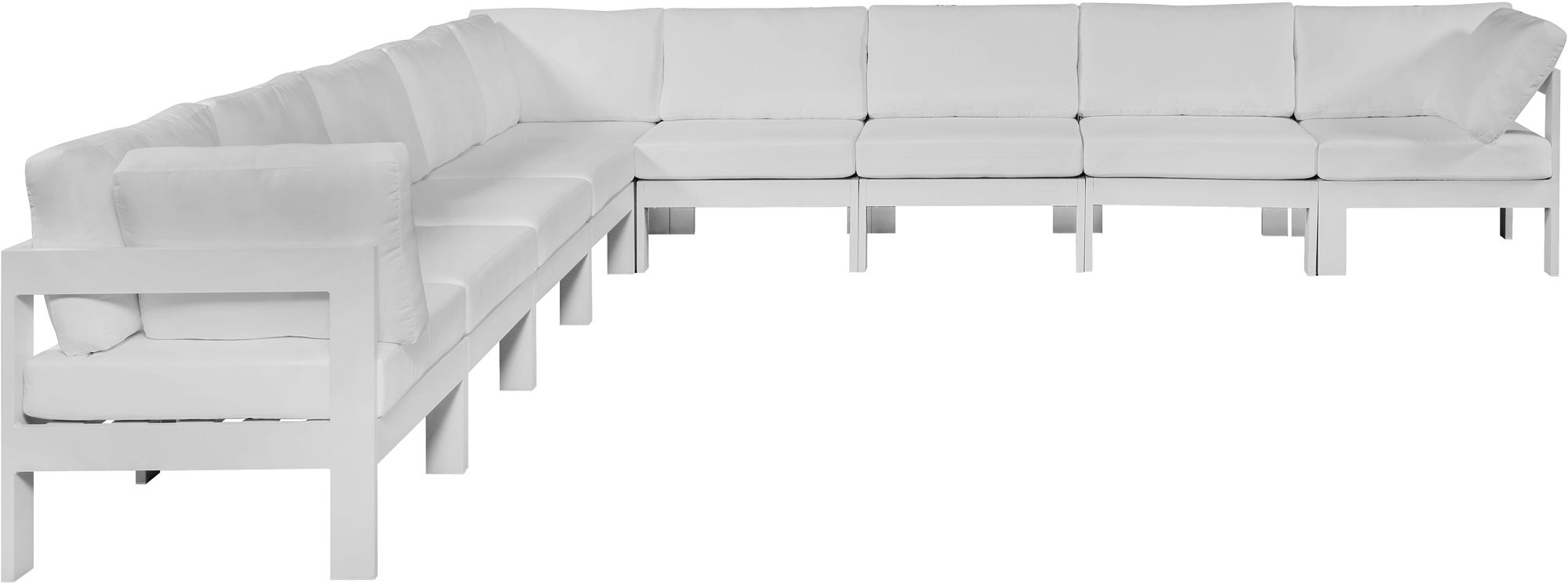 Nizuc 150" 9-Piece Outdoor Patio Waterproof Fabric Modular Sectional with Aluminum Frame