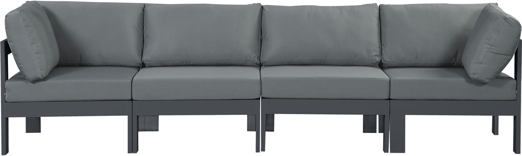 Nizuc 120" Outdoor Patio Waterproof Fabric Modular Sofa with Aluminum Frame