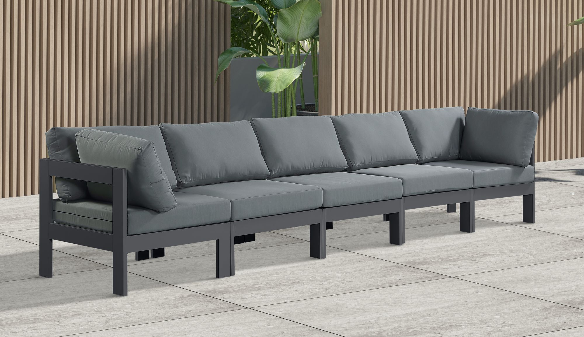 Nizuc 150" Outdoor Patio Waterproof Fabric Modular Sofa with Aluminum Frame