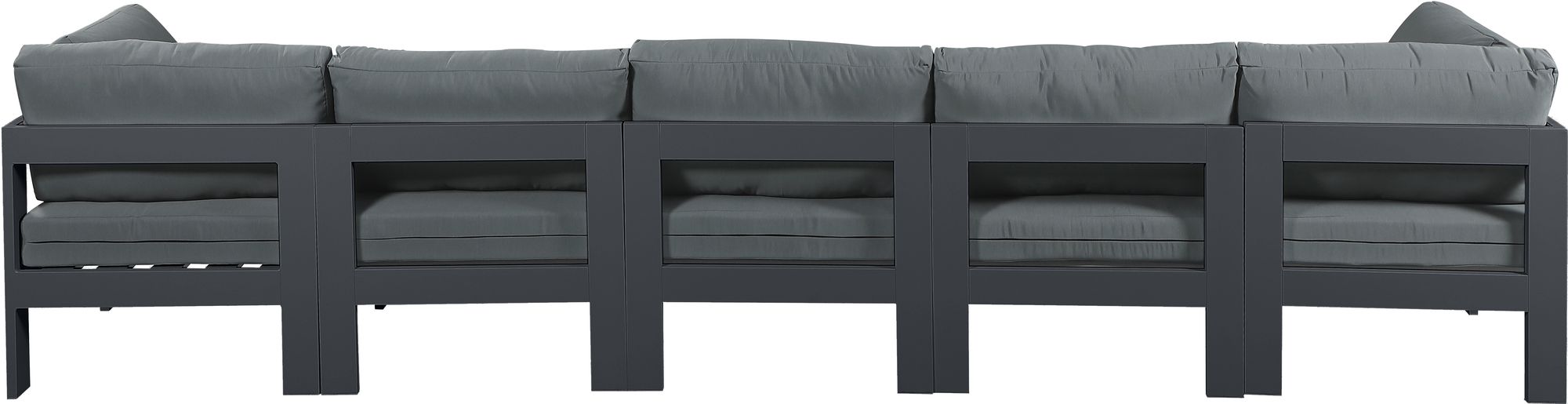Nizuc 150" Outdoor Patio Waterproof Fabric Modular Sofa with Dark Grey Aluminum Frame