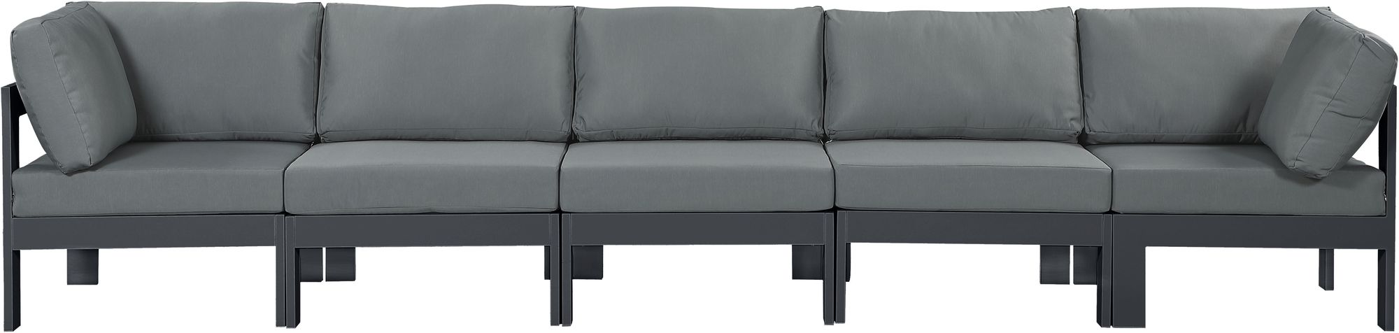 Nizuc 150" Outdoor Patio Waterproof Fabric Modular Sofa with Dark Grey Aluminum Frame