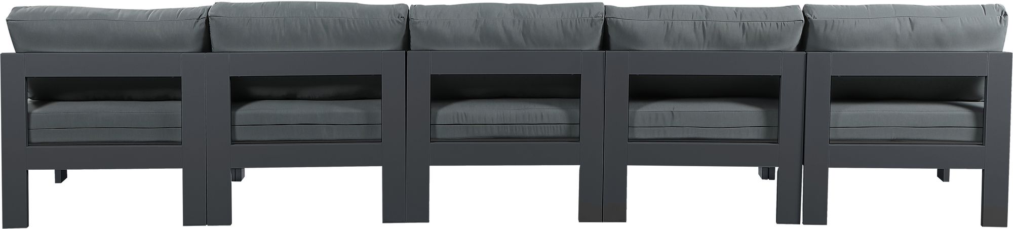 Nizuc 150" Outdoor Patio Waterproof Fabric Armless Modular Sofa with Aluminum Frame