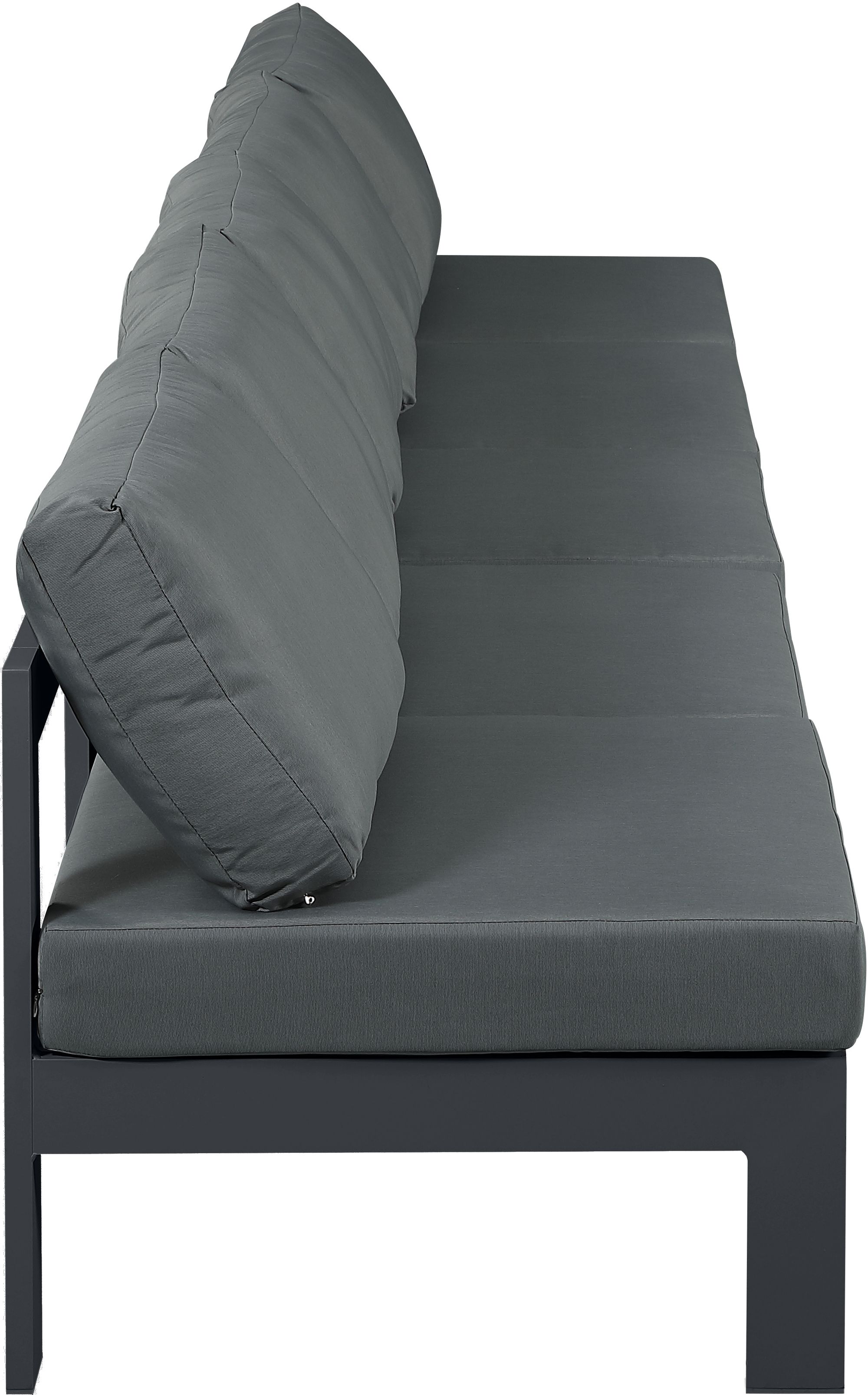 Nizuc 150" Outdoor Patio Waterproof Fabric Armless Modular Sofa with Dark Grey Aluminum Frame