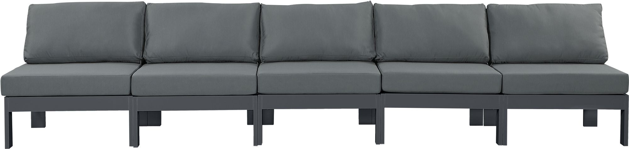 Nizuc 150" Outdoor Patio Waterproof Fabric Armless Modular Sofa with Aluminum Frame
