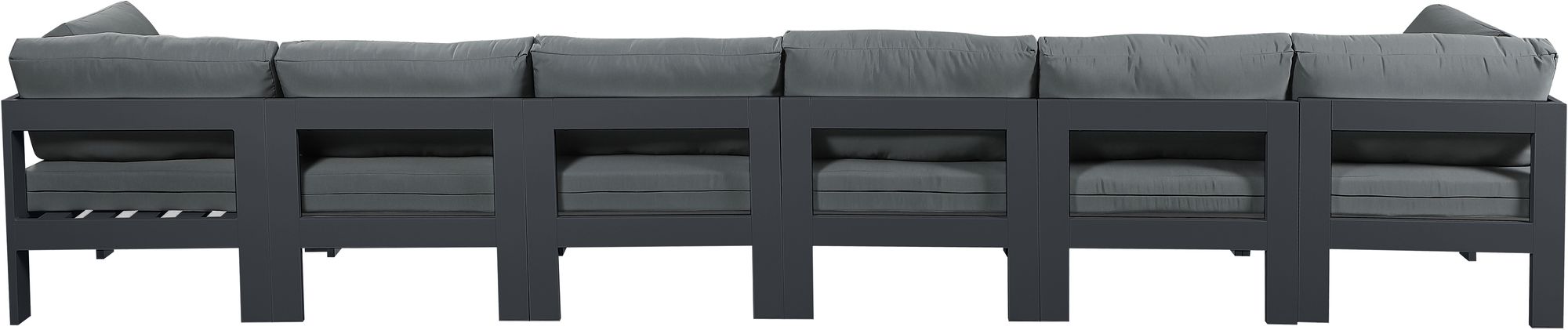 Nizuc 180" Outdoor Patio Waterproof Fabric Modular Sofa with Dark Grey Aluminum Frame