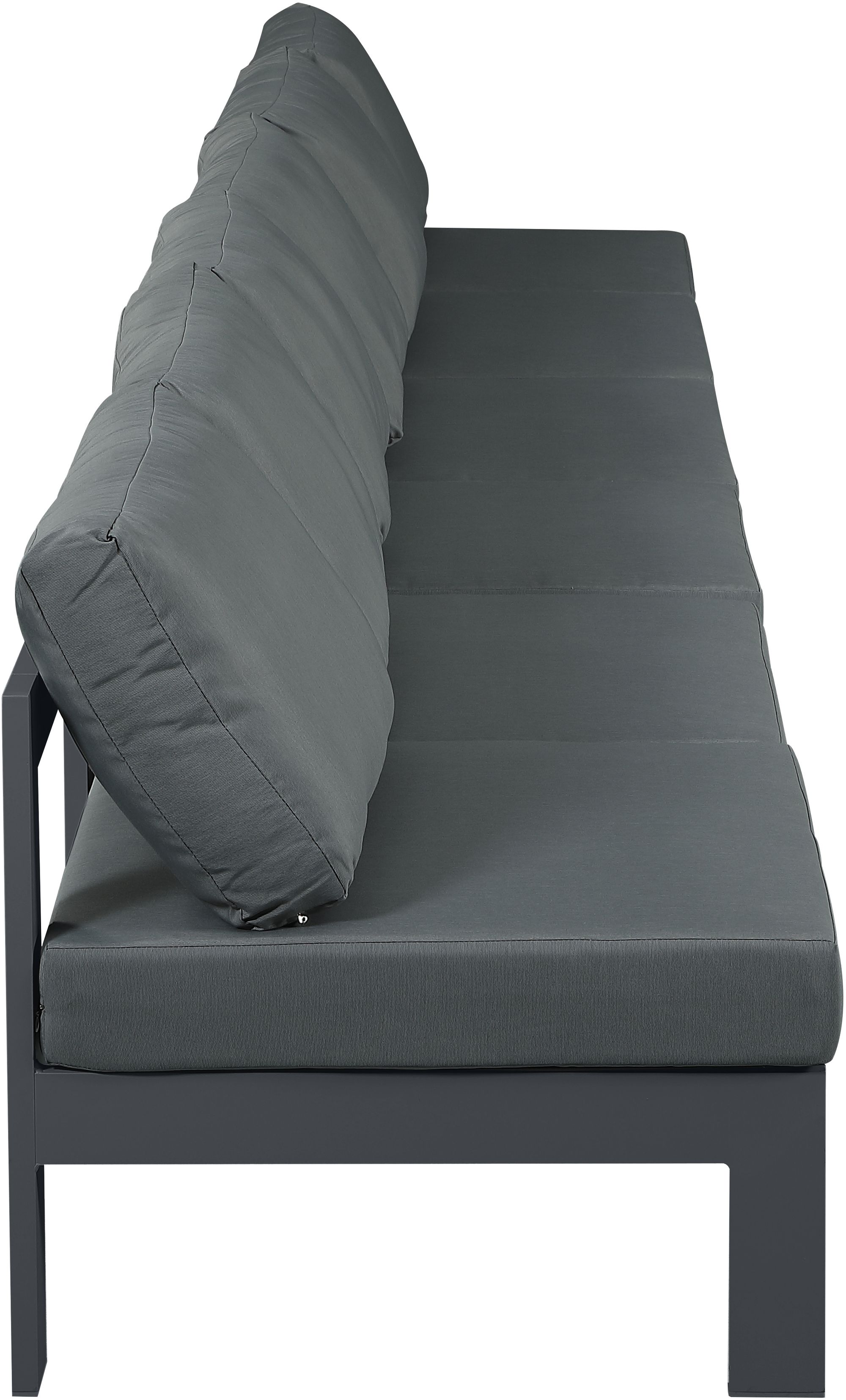 Nizuc 180" Outdoor Patio Waterproof Fabric Armless Modular Sofa with Dark Grey Aluminum Frame