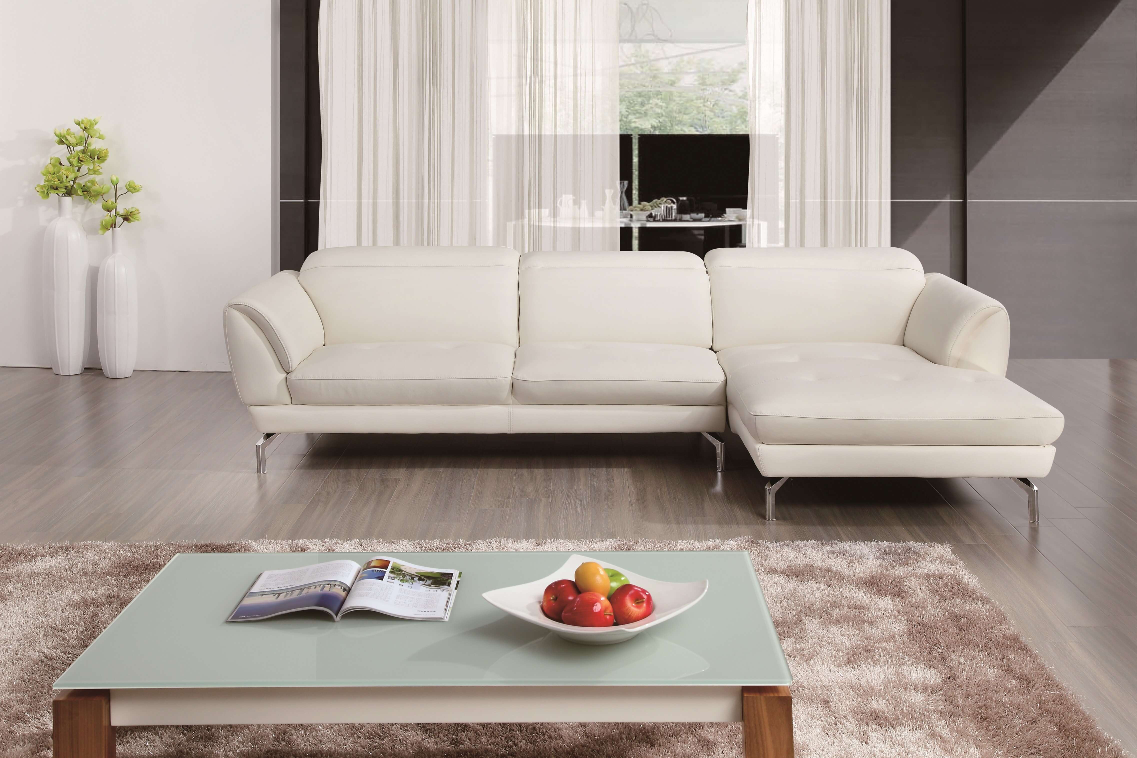Orchard Thick Top Grain Leather/Metal Match Sectional Sofa