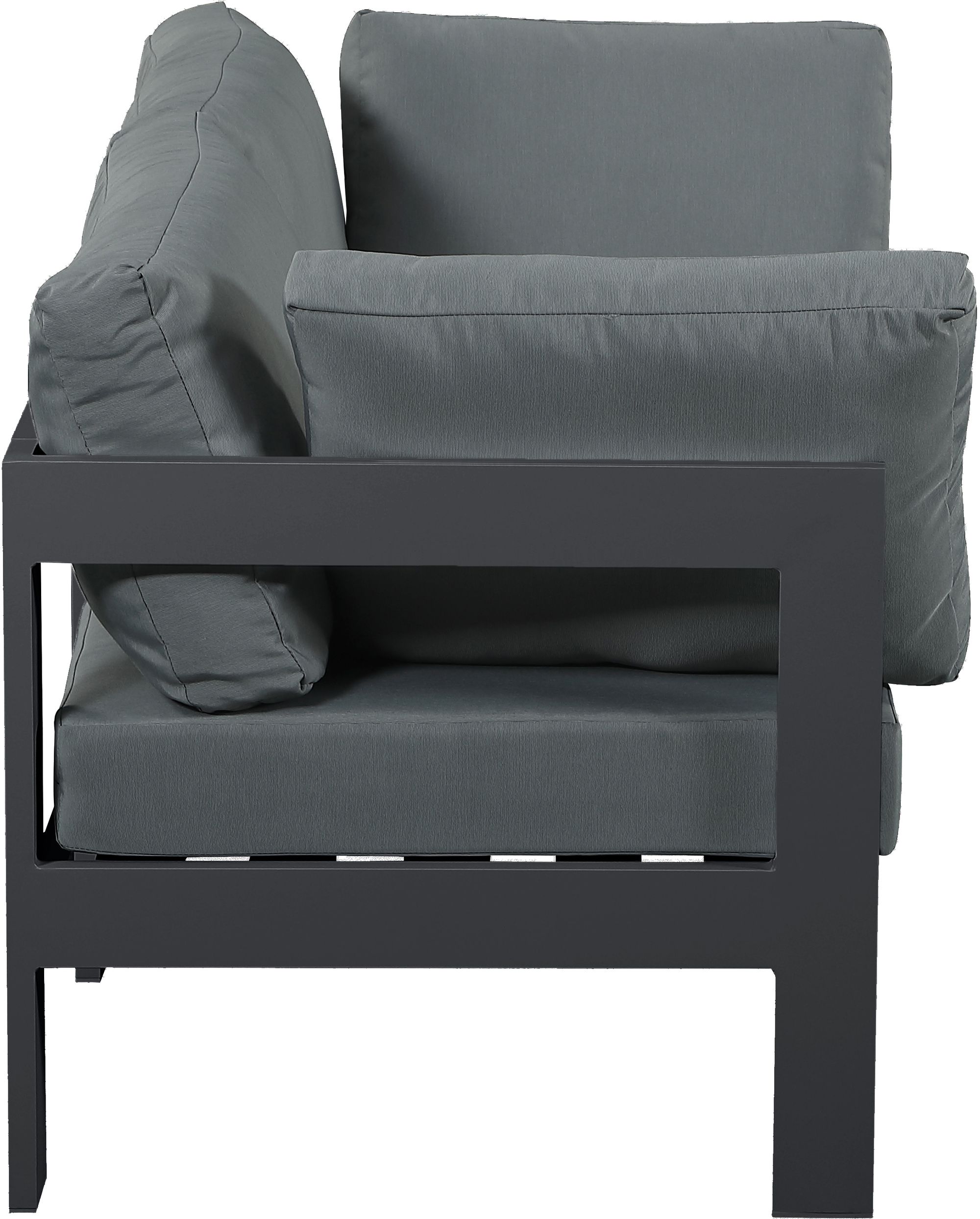 Nizuc 60" Outdoor Patio Waterproof Fabric Modular Sofa with Dark Grey Aluminum Frame