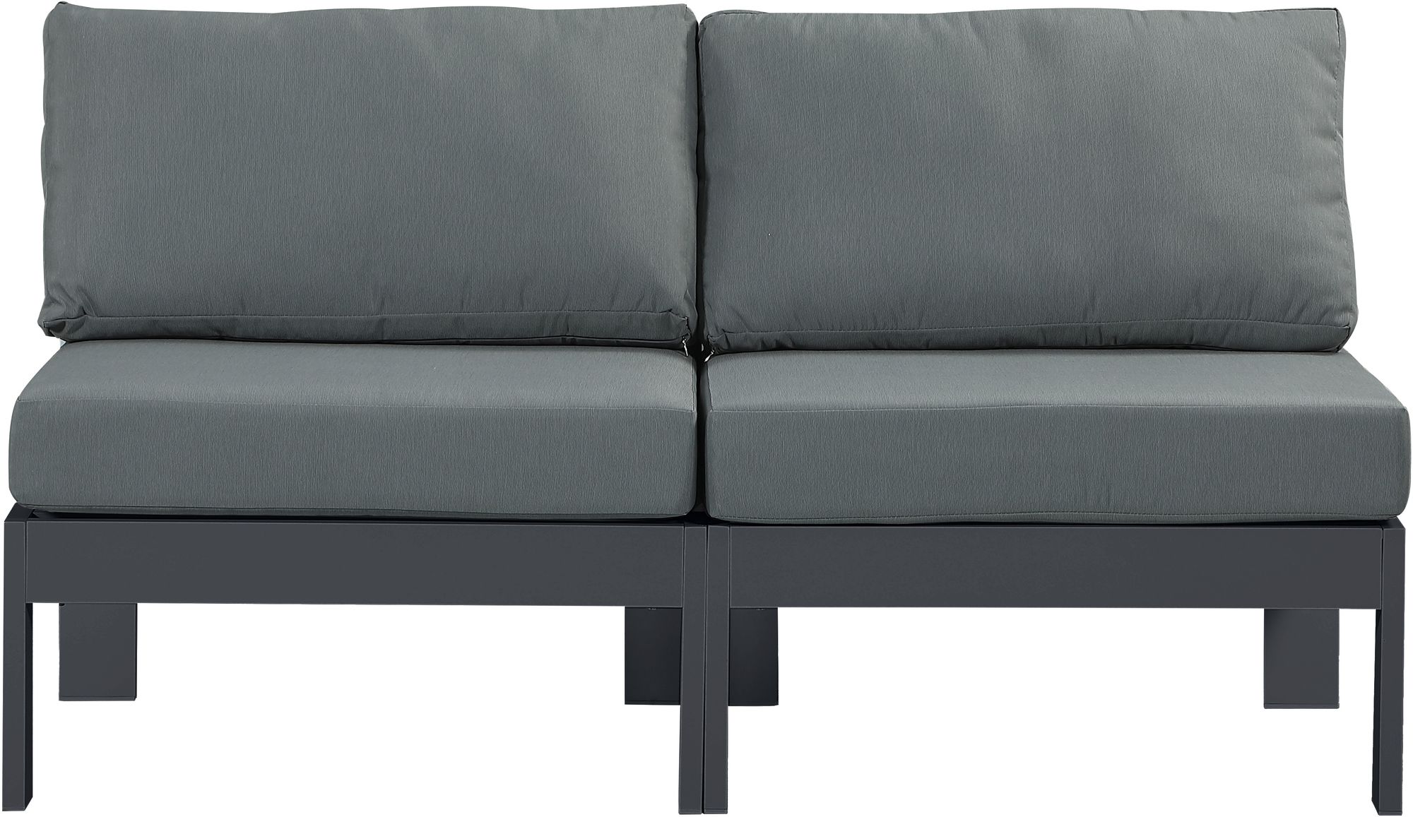 Nizuc 60" Outdoor Patio Waterproof Fabric Armless Modular Sofa with Aluminum Frame