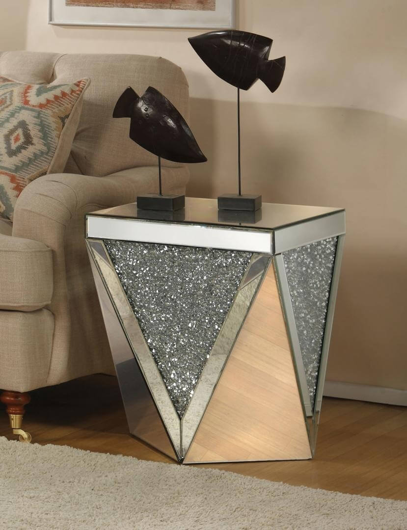 Noralie 82772 Mirrored/Faux Diamonds End Table