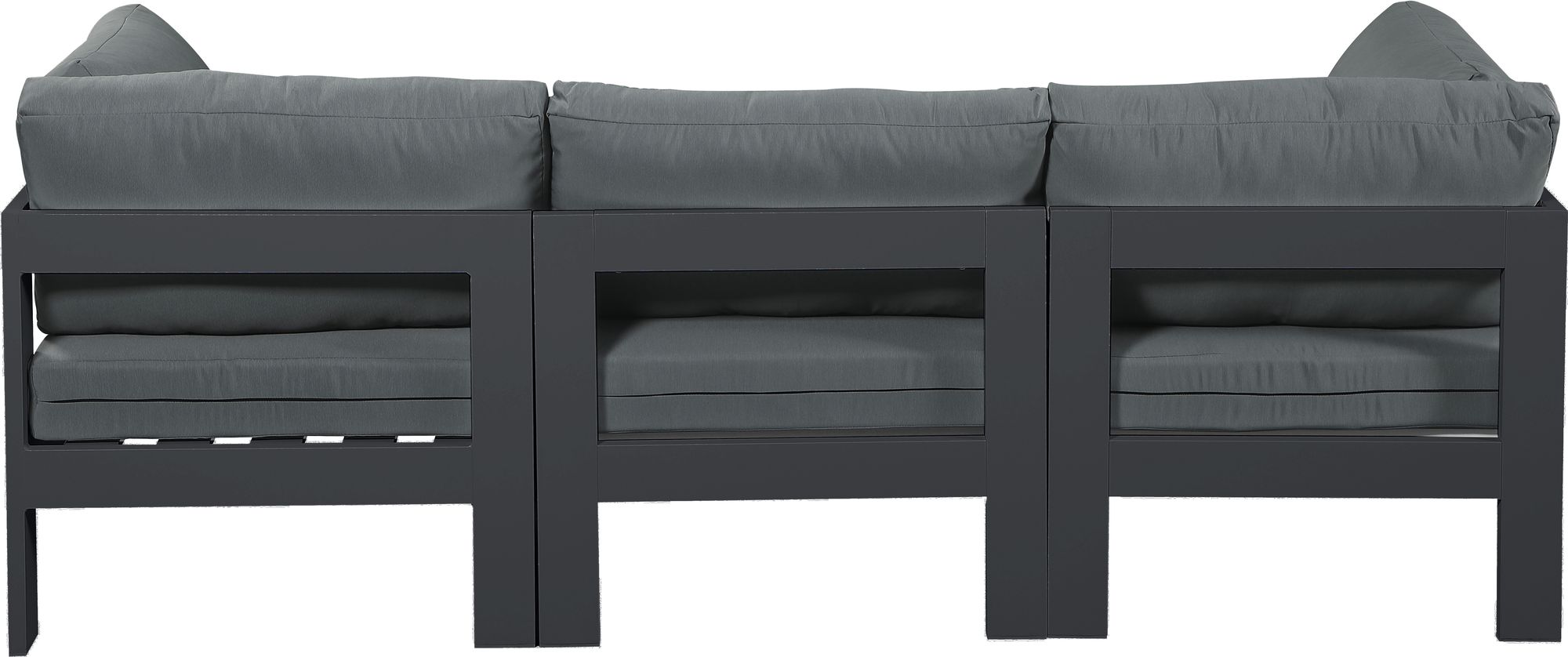 Nizuc 90" Outdoor Patio Waterproof Fabric Modular Sofa with Dark Grey Aluminum Frame