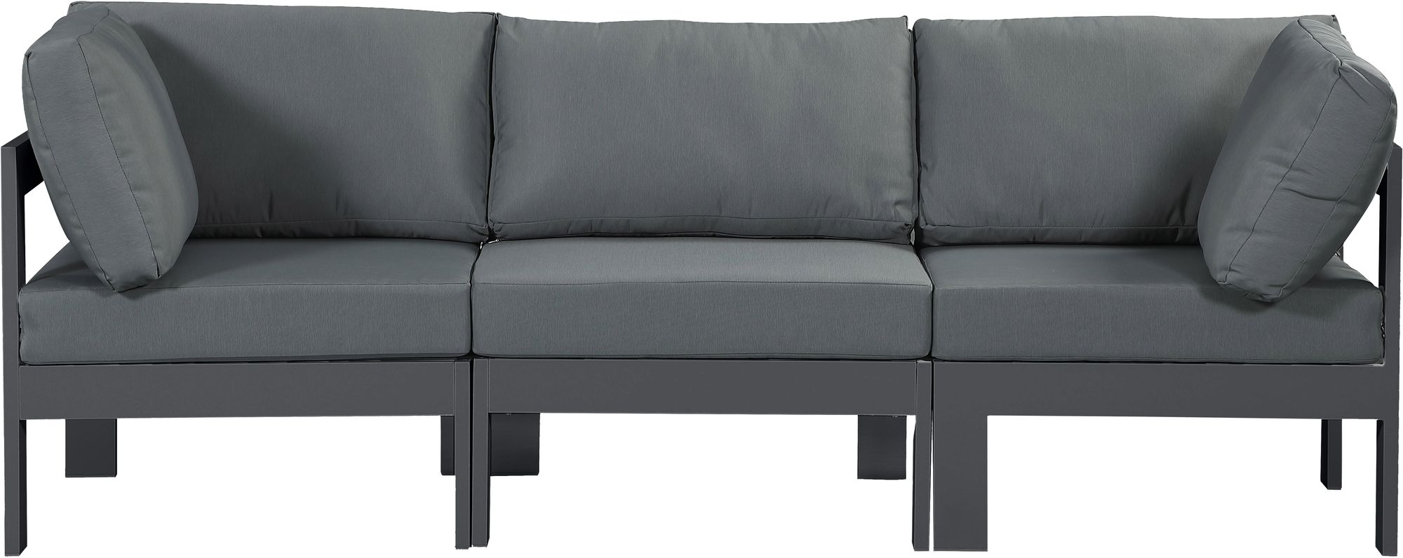 Nizuc 90" Outdoor Patio Waterproof Fabric Modular Sofa with Dark Grey Aluminum Frame