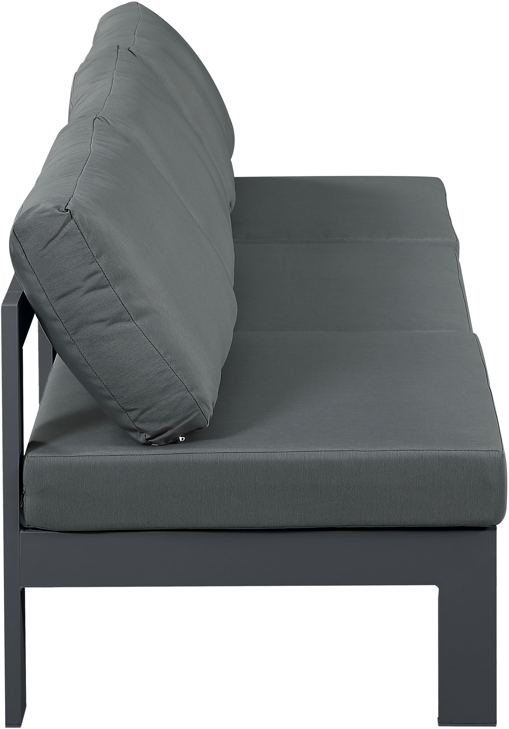 Nizuc 90" Outdoor Patio Waterproof Fabric Armless Modular Sofa with Dark Grey Aluminum Frame