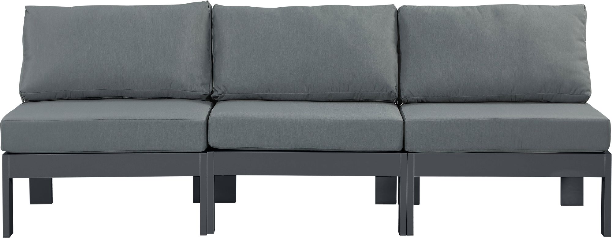 Nizuc 90" Outdoor Patio Waterproof Fabric Armless Modular Sofa with Aluminum Frame