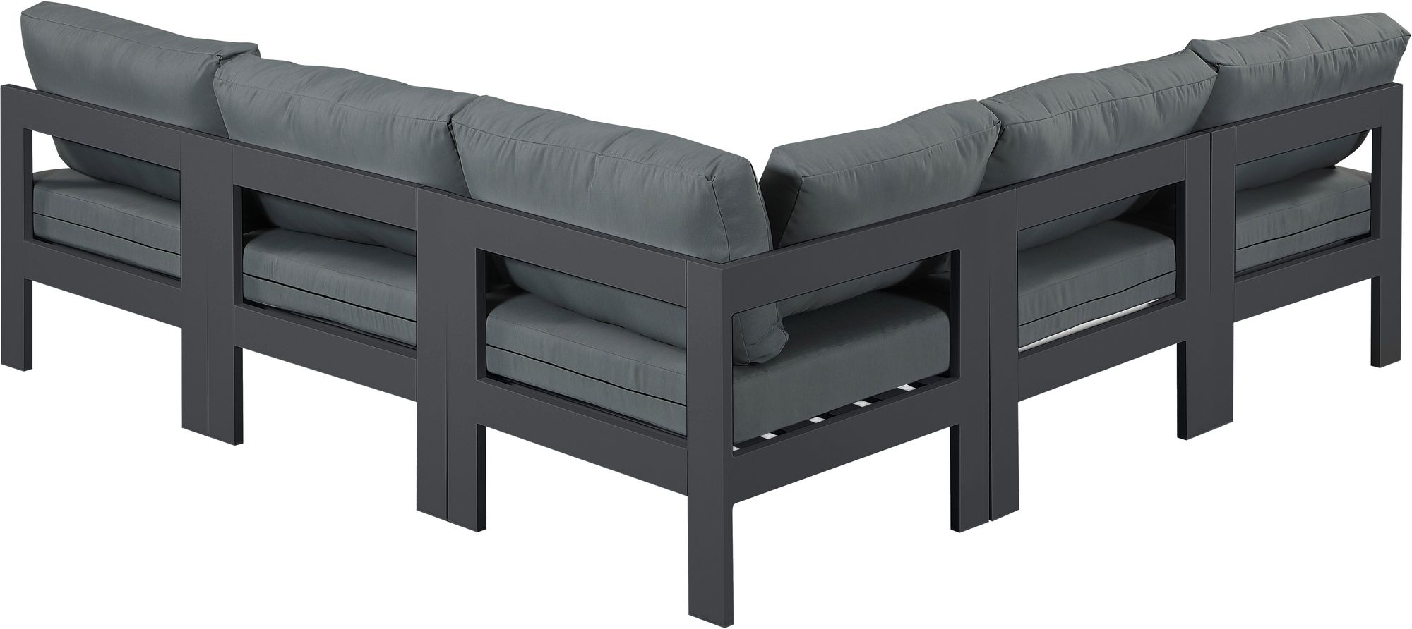 Nizuc 90" 5-Piece Outdoor Patio Waterproof Fabric Modular Armless Sectional with Aluminum Frame