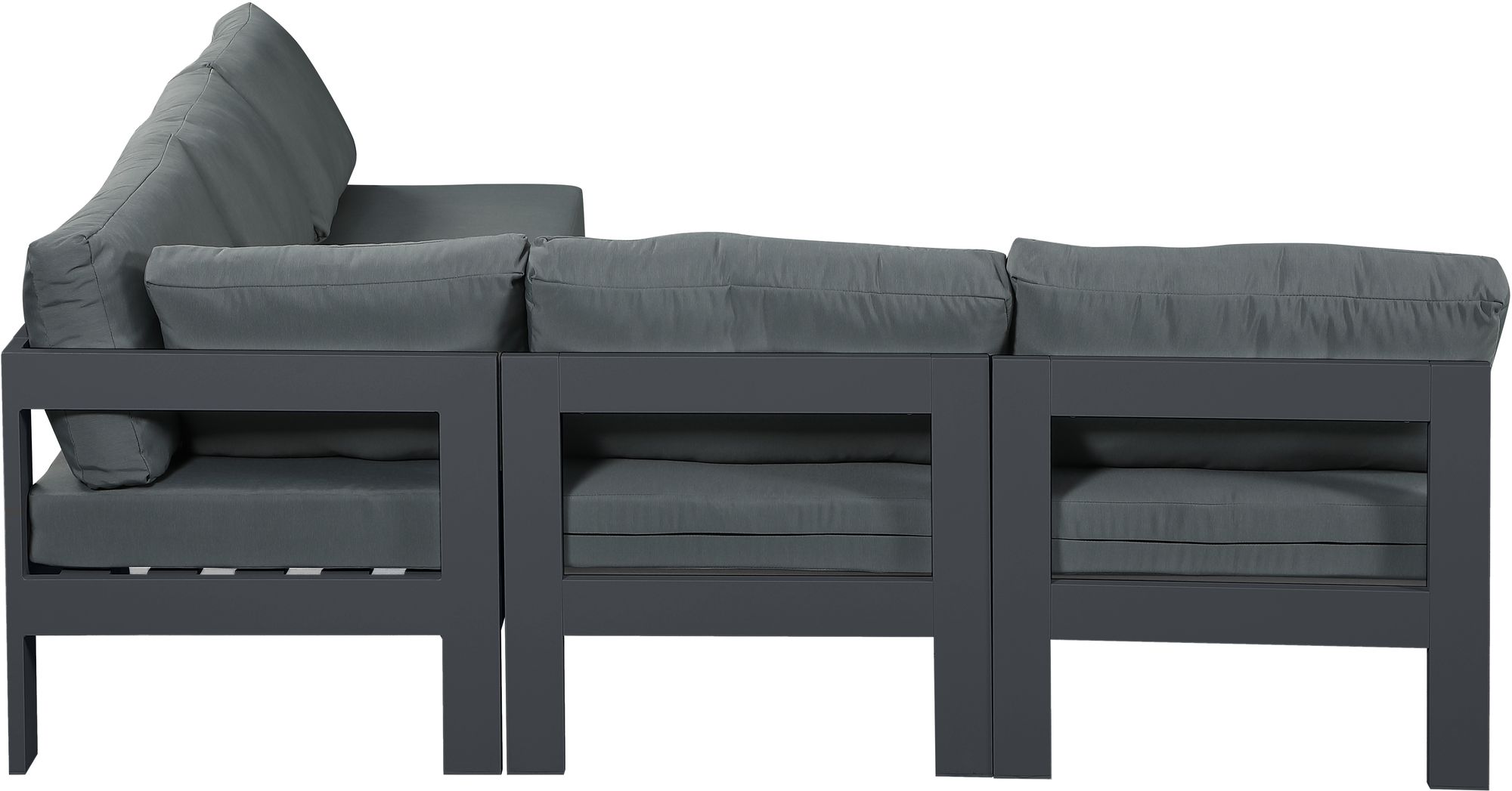 Nizuc 90" 5-Piece Outdoor Patio Waterproof Fabric Modular Armless Sectional with Aluminum Frame