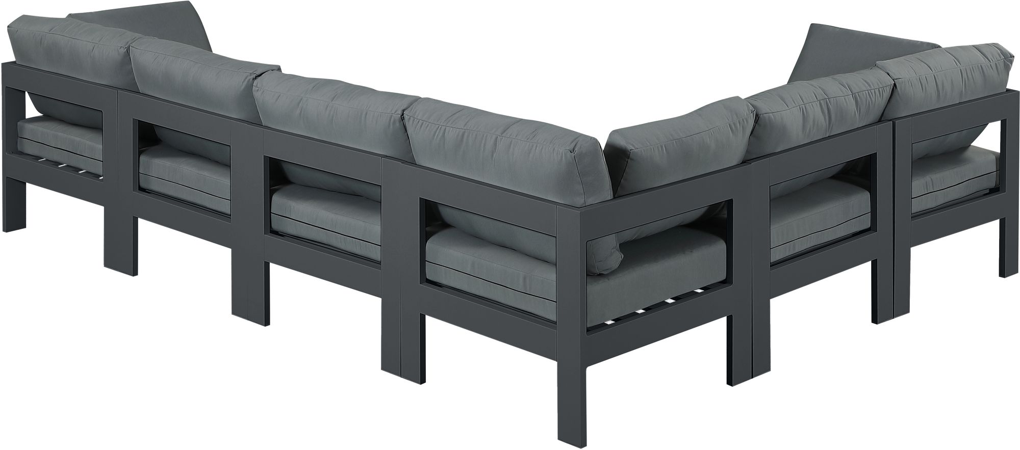 Nizuc 120" 6-Piece Outdoor Patio Waterproof Fabric Modular Sectional with Aluminum Frame