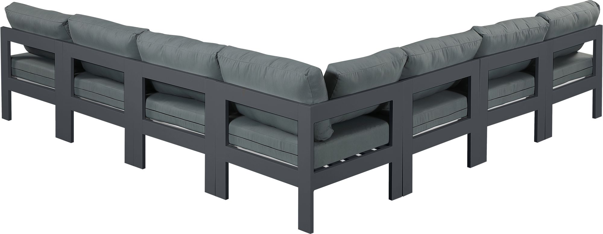 Nizuc 120" 7-Piece Outdoor Patio Waterproof Fabric Modular Armless Sectional with Aluminum Frame