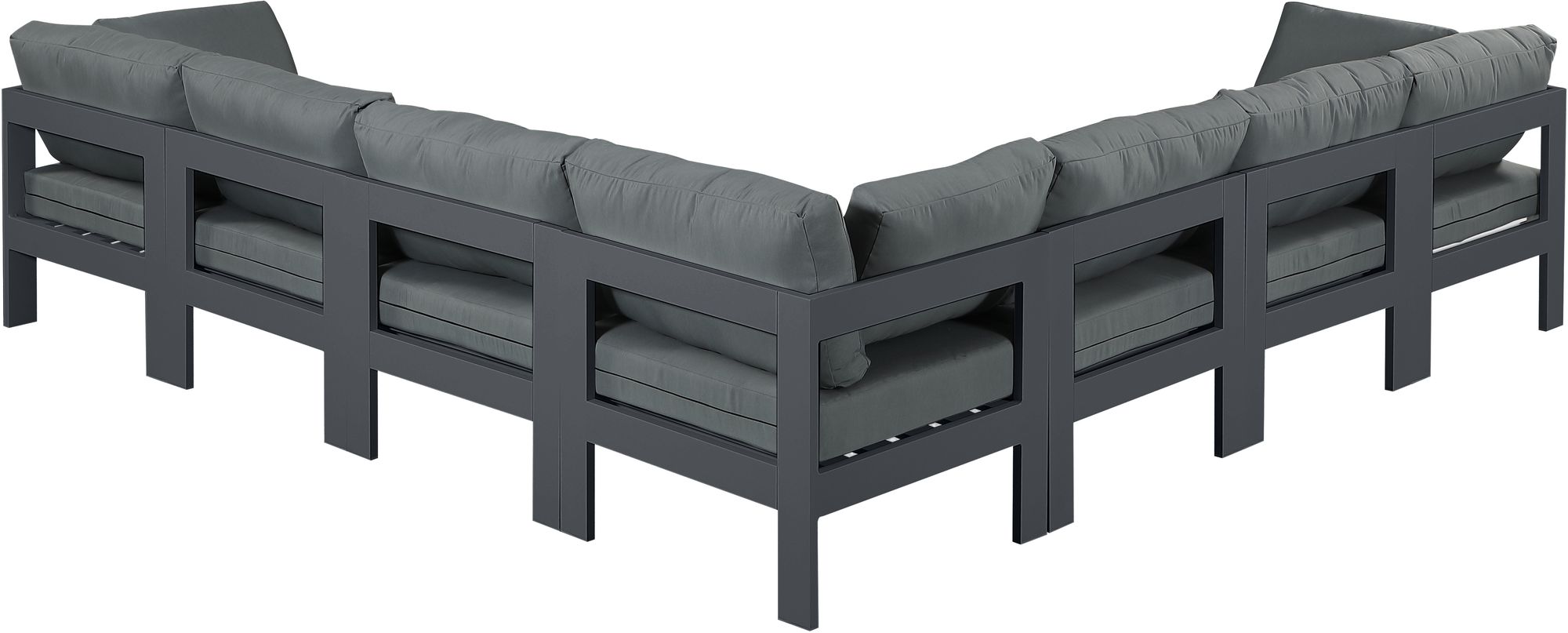 Nizuc 120" 7-Piece Outdoor Patio Waterproof Fabric Modular Sectional with Dark Grey Aluminum Frame