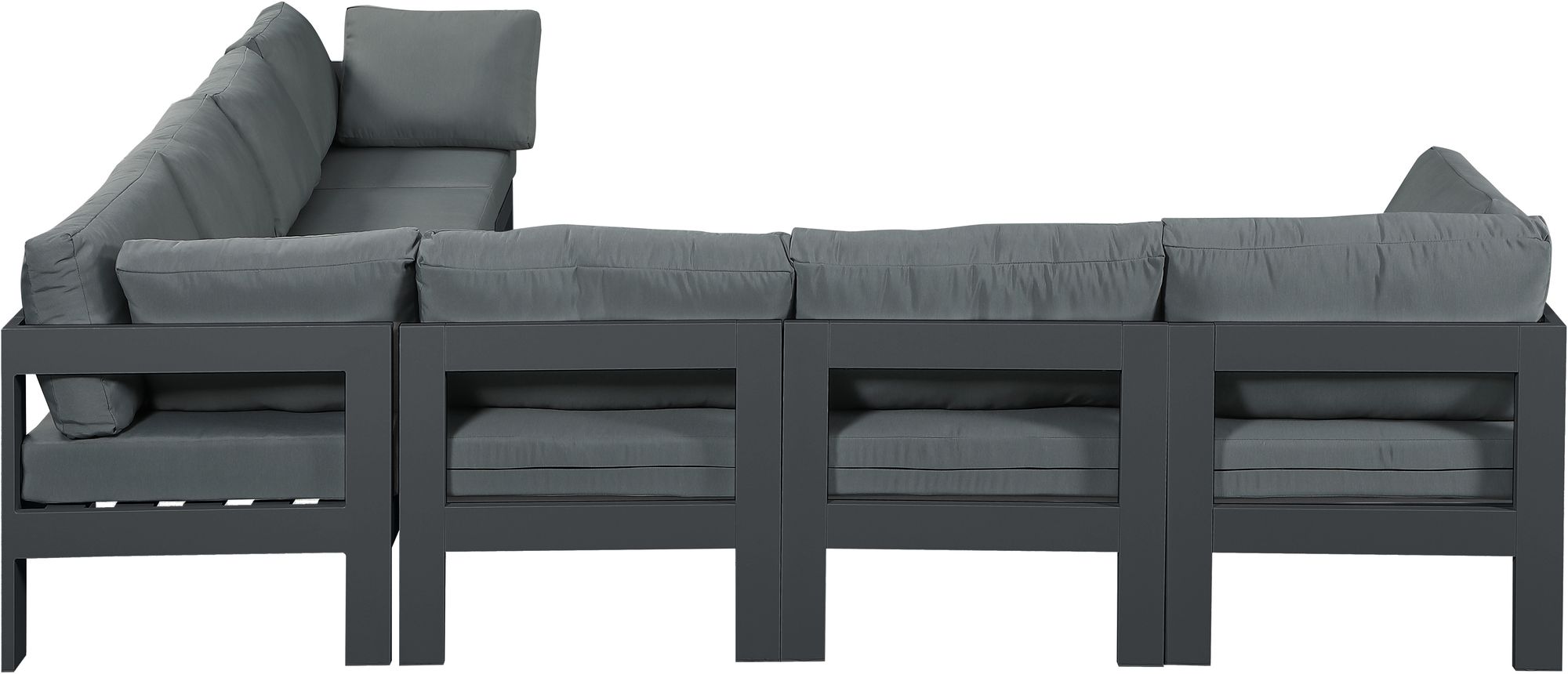Nizuc 120" 7-Piece Outdoor Patio Waterproof Fabric Modular Sectional with Dark Grey Aluminum Frame