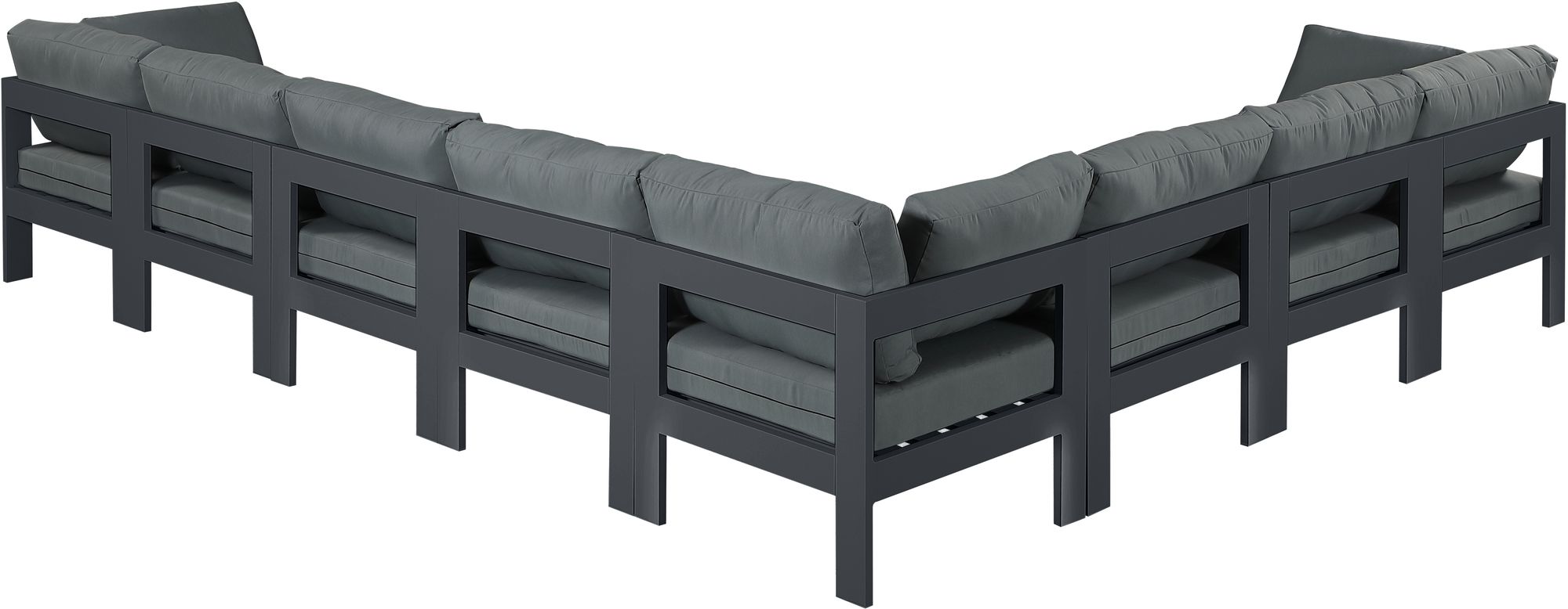 Nizuc 150" 8-Piece Outdoor Patio Waterproof Fabric Modular Sectional with Dark Grey Aluminum Frame