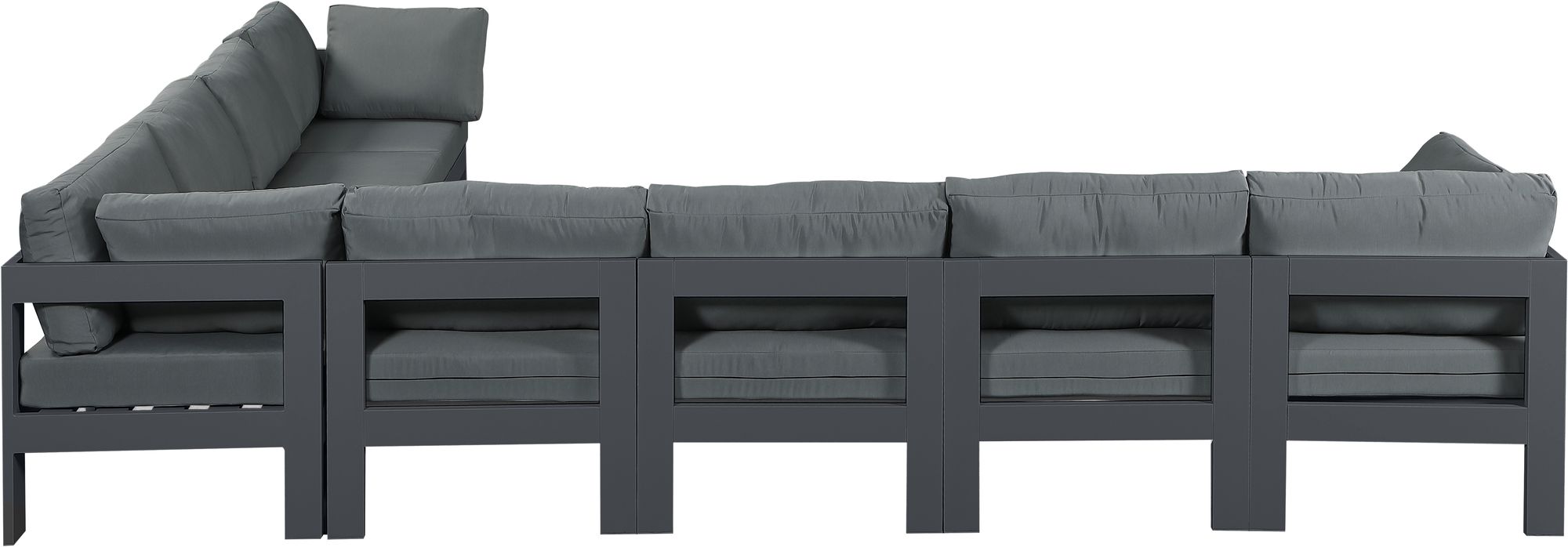 Nizuc 150" 8-Piece Outdoor Patio Waterproof Fabric Modular Sectional with Aluminum Frame