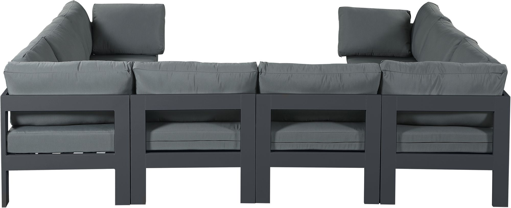 Nizuc 120" 8-Piece Outdoor Patio Waterproof Fabric Modular U-Shape Sectional with Aluminum Frame